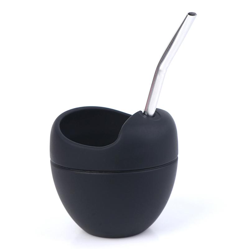

5 унций силиконовые чашки бомбильи Yerba Mate набор чайных чашек с трубочкой для бомбильи Yerba чёрный