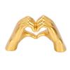 Guld Hjärta Handskulptur Handgjord Modern Liten Harts Hjärt Fingerstaty för Kontor Heminredning Guld Liten Storlek