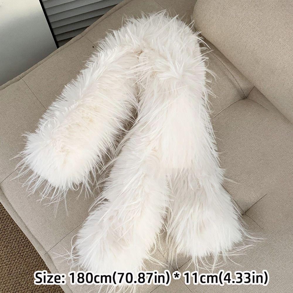 Imitation Mink Fur Plush Long Strip Scarf Thick Fluffy Soft Shawl Ladies Tassels Scarf Outdoor