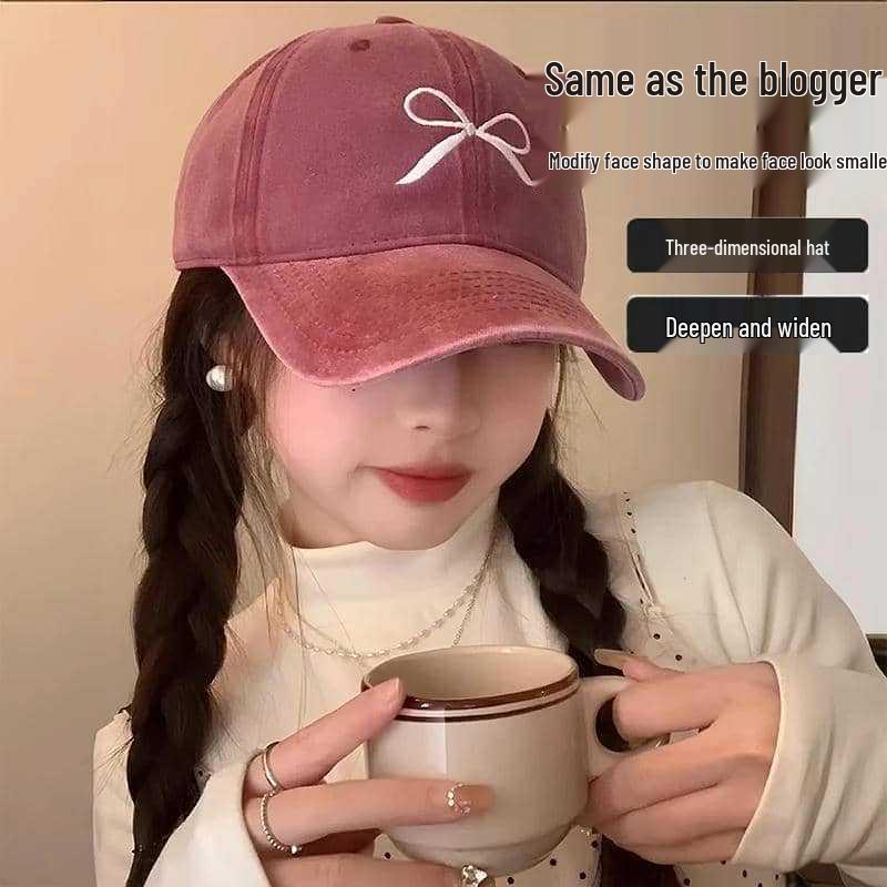New Arrival: Bow Embroidery Women's Wide Brim Baseball Cap with Face-Shielding Duckbill