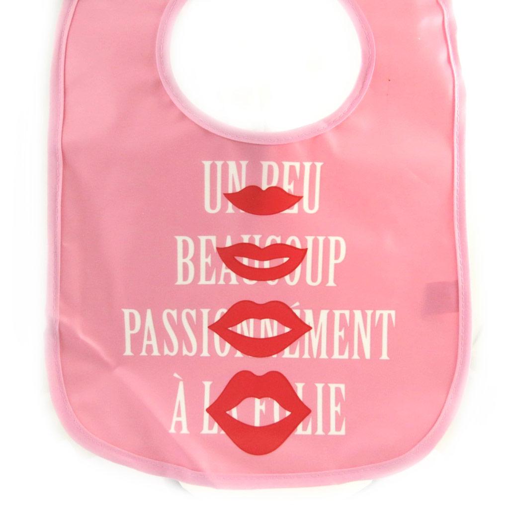 Les Trésors De Lily [L8788] - Bavoir imperméable 'Tom et Zoé' rose (bisous)