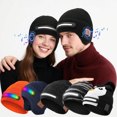 Luminous LED Bluetooth Earphones & Colorful Light-Up Hat Combo