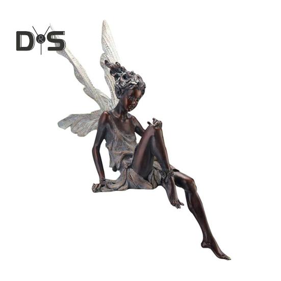 Flower Fairy Statue Resin Winged Fairy Figurine Outdoor Garden Fairy Sculpture for Home Porch Lawn Courtyard Decoration