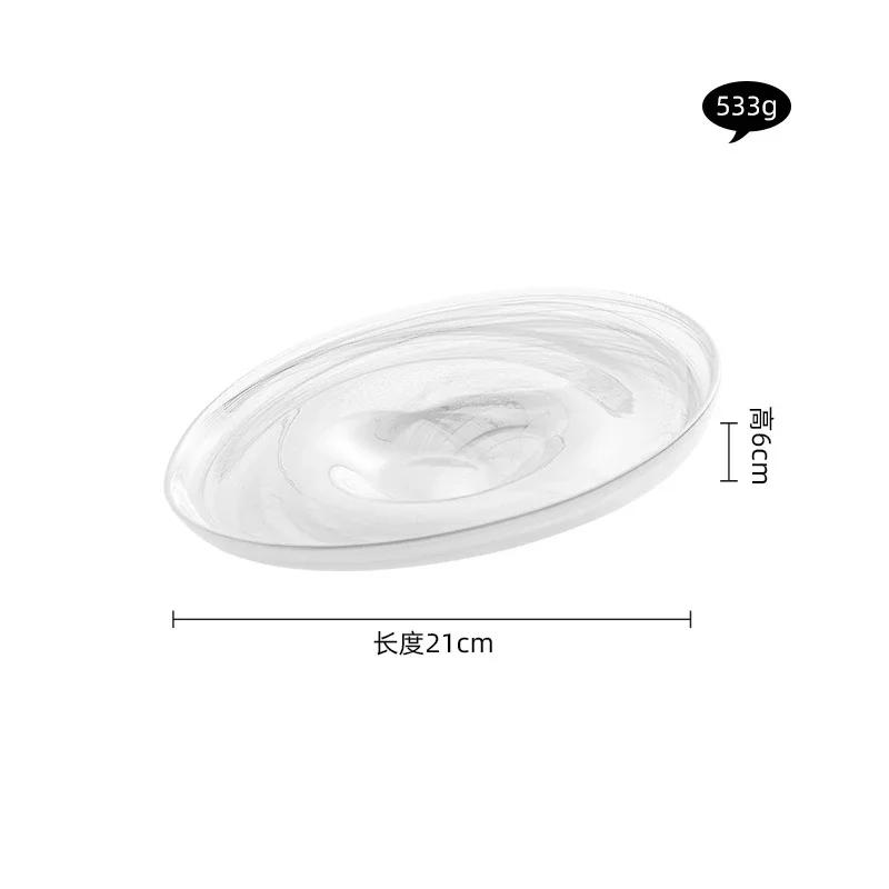 Irregular Glass Tableware Dessert Plate Serving Plate Pasta Dish Snack Dish Sushi Plates Restaurant Molecular Cuisine Tableware