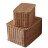Nordic Style Rattan-Look Woven Storage Box with Lid for Bedroom and Household Organization.