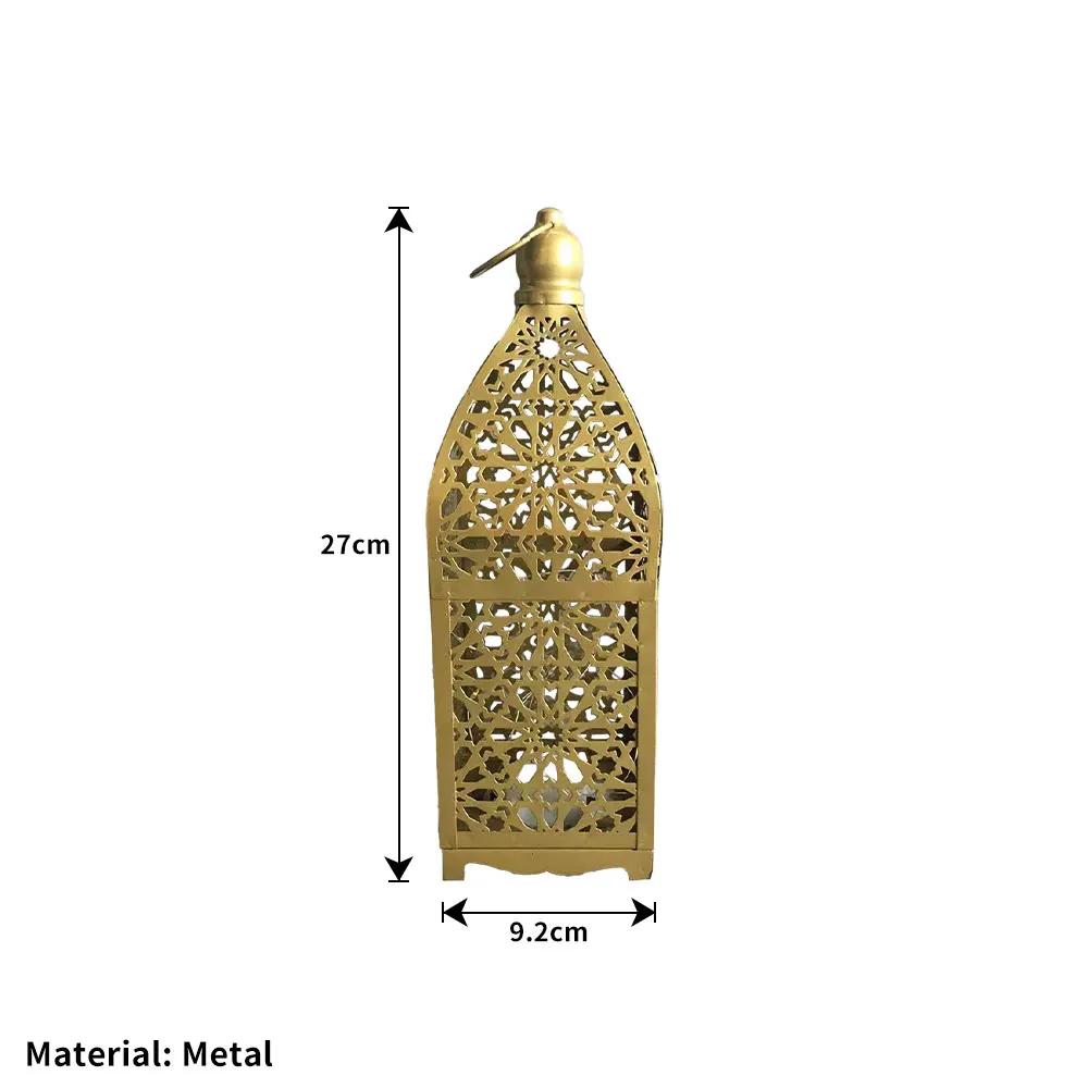 Home Ornament Iron Art Moroccan Night Light Hollow Battery Powered Masjid Lantern Vintage Eid Lamp Mosque