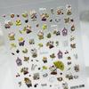 Chic 5D Cartoon Nail Stickers: Sunflower, Maple Leaf & Kitten 3D DIY Set