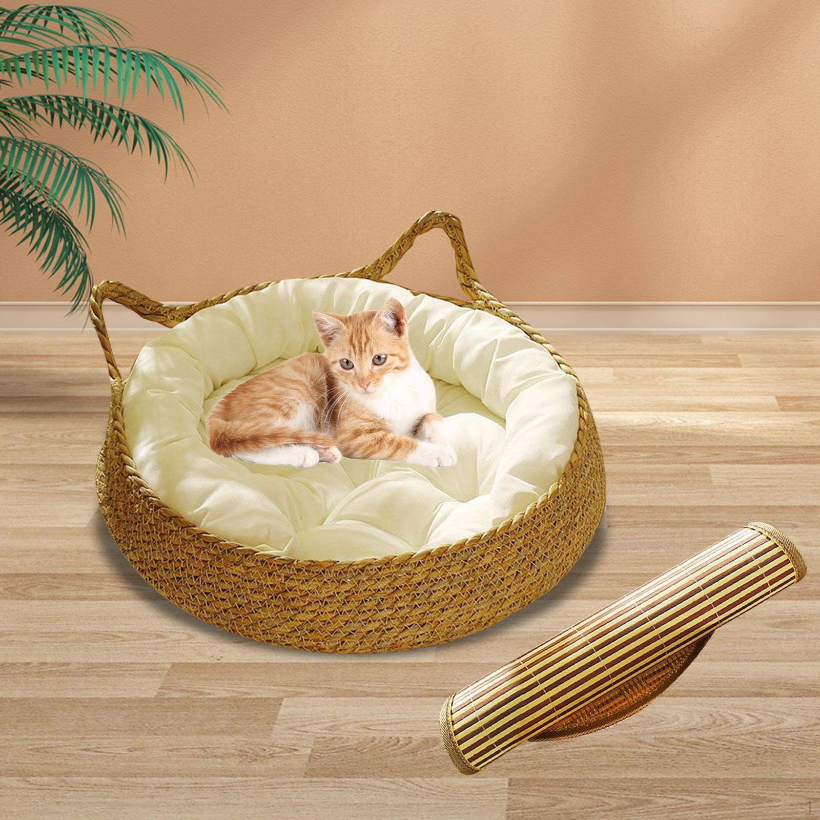 

Cat Bed Basket Lounge Washable Pet Sleeping Comfortable House Scratcher for M 38cmx38cmx13cm