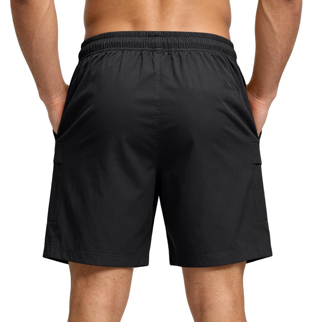 Men's Lightweight Breathable Cargo Shorts Elastic Waistband Quick Dry Sports Running Fitness Outdoor Casual Shorts with Multiple Pockets