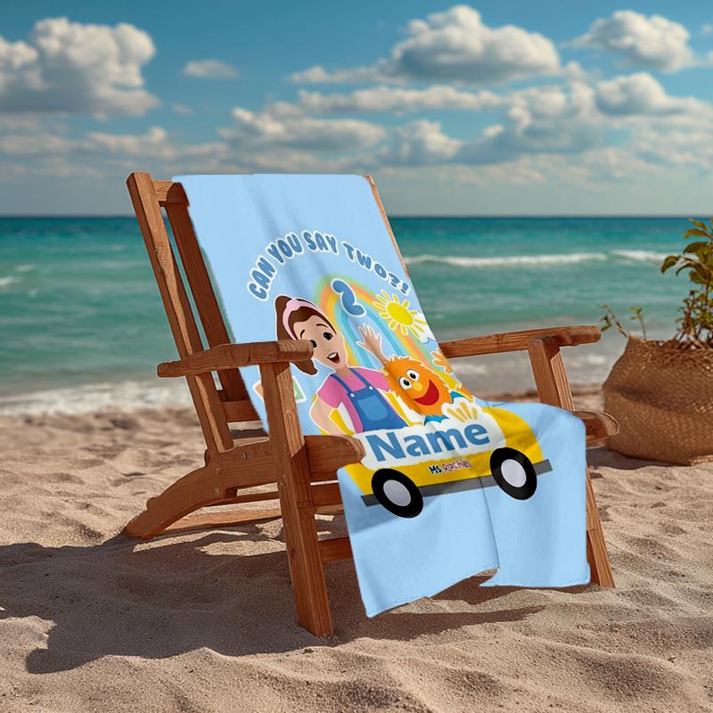 Custom Name Ultra-Soft Beach Towel with Ms. Rachel Theme,Ideal for Pool - Camping, Diving - Perfect Travel Essential, Vibrant Beach Towel.