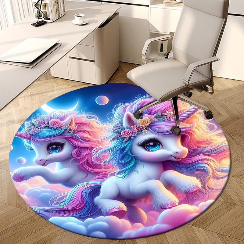 1pc Office Carpet Chair Mats Colorful Unicorns In Clouds Perfect for Decorating Office Chairs, Living Rooms, Or Bedrooms