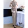 Women's French Style Sleeveless Knit Dress: Waist-Cinching Slim Fit, Summer Hip-Hugging Long Skirt