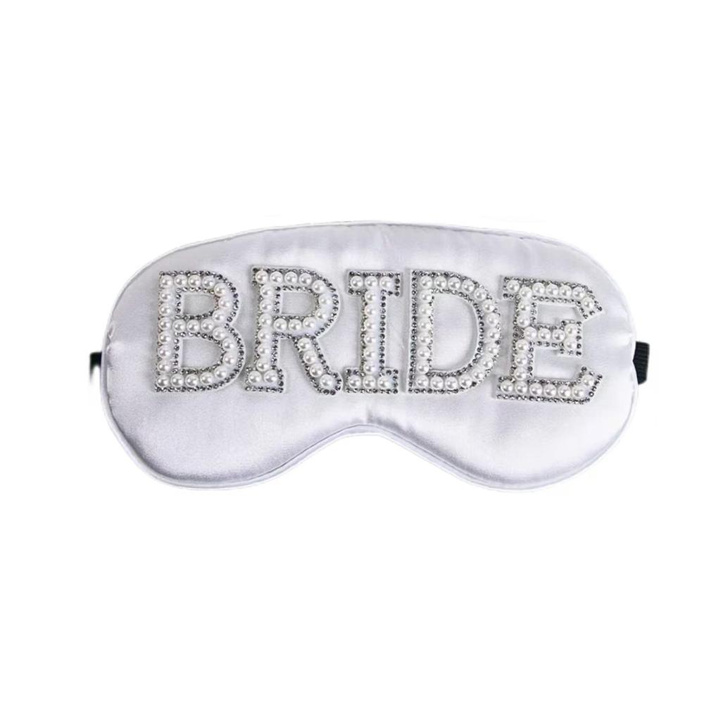 

Маска для сна невесты Белый жемчуг Свадебная повязка на глаза Сувенир для девичника Свадебный декор для свадебного душа Подарок для подружек невесты Невесте 1PCS12X23cm