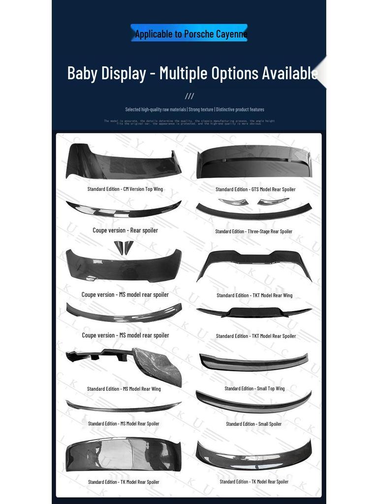 Porsche Cayenne 9Y0 Carbon Fiber Rear Spoiler & Middle Wing for 2018-2025 Models