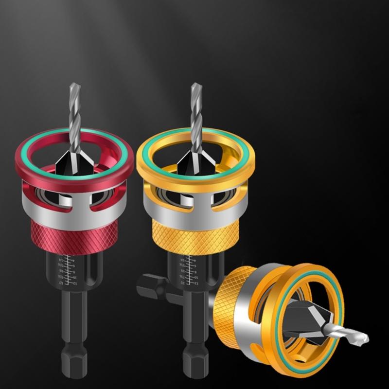 Countersink Drill Bits With Depth Stop Hex Shank Hole Opener Woodworking Aluminum Limit Drilling Tool Chamfering