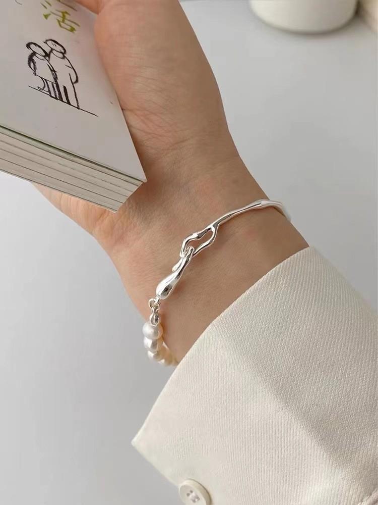 

Трендовый минималистичный браслет из барочного жемчуга для женщин в французском стиле, ювелирные изделия высокого класса