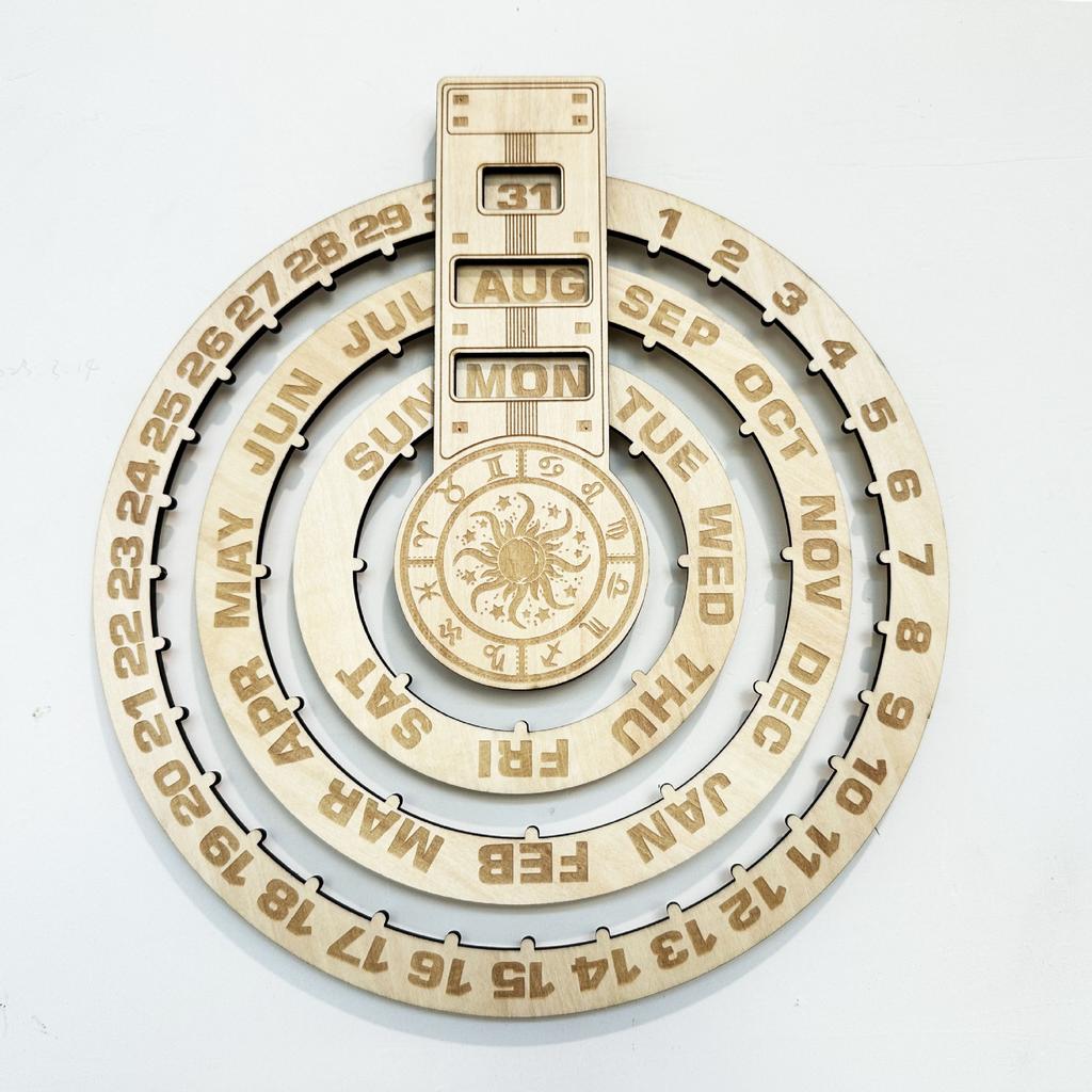 Holzhandwerk Wanddekoration Kreative Heimdekoration Geschnitzter Ewiger Kalender Anhänger