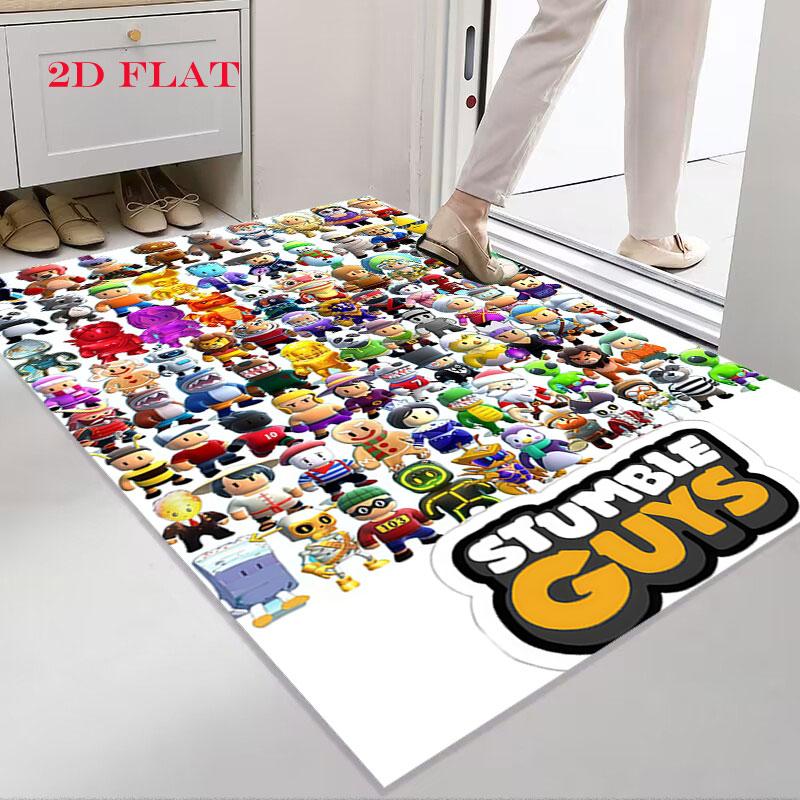 Stumble Guys Chaos Teppich für Wohnzimmer Schlafzimmer Zuhause Sofadekoration, Rutschfeste Bodenmatte für Kinder