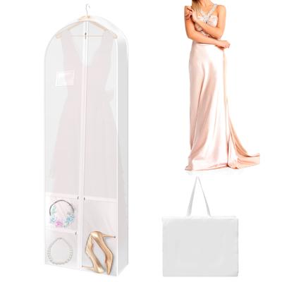 Clothes Dust Cover Hanging Wedding Dress Storage Bag Waterproof Wardrobe Zipper Foldable Garment Cover Organizer