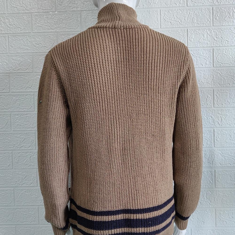2024 Autumn Men's Casual Solid Color Half-High Collar Button Sweater