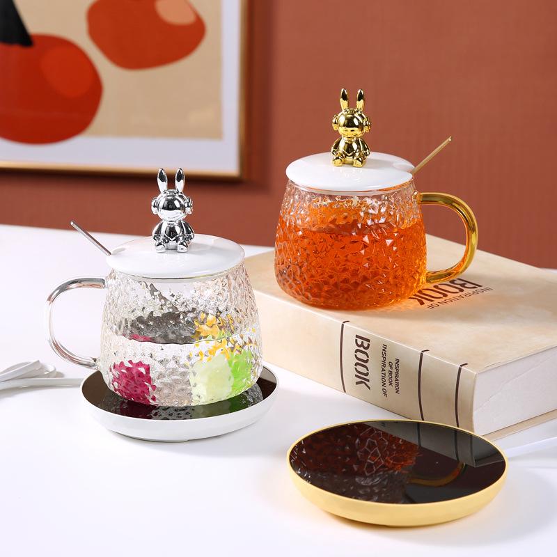 

Constant Temperature Glass Gift Simple Set with Lid Spoon Water Cup High Looking Company Opening Souvenir Cup 301-400ml