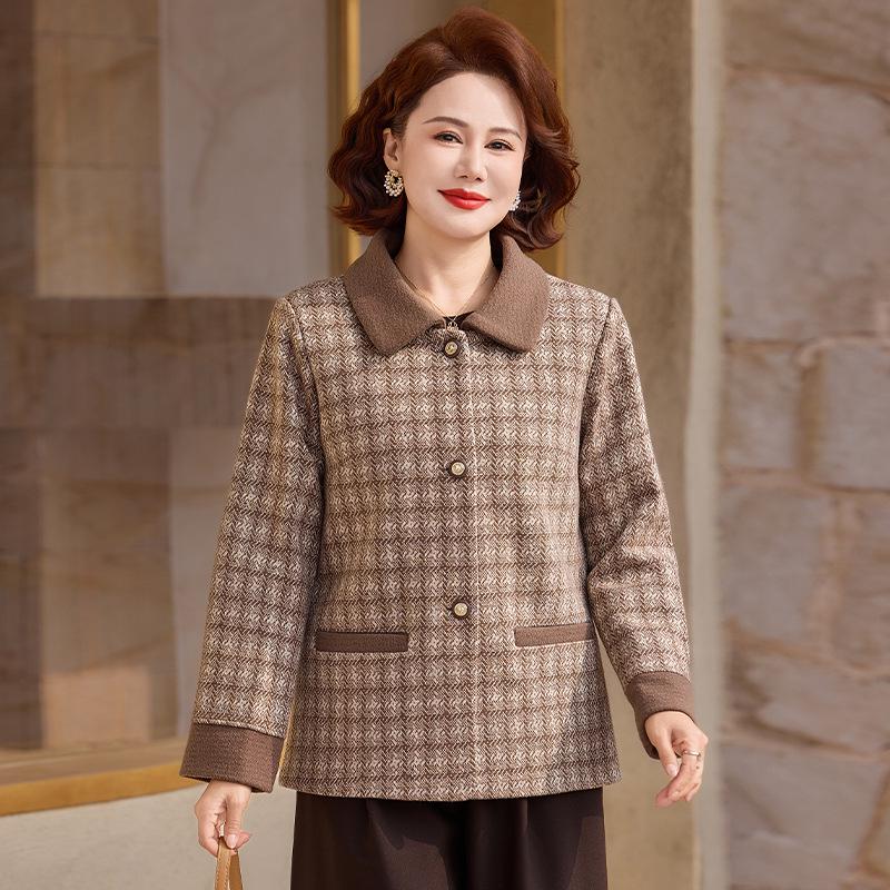 

Elegant Plaid Spring/Autumn Coat for Moms and Middle-Aged Women 2XL (110-125 lbs)