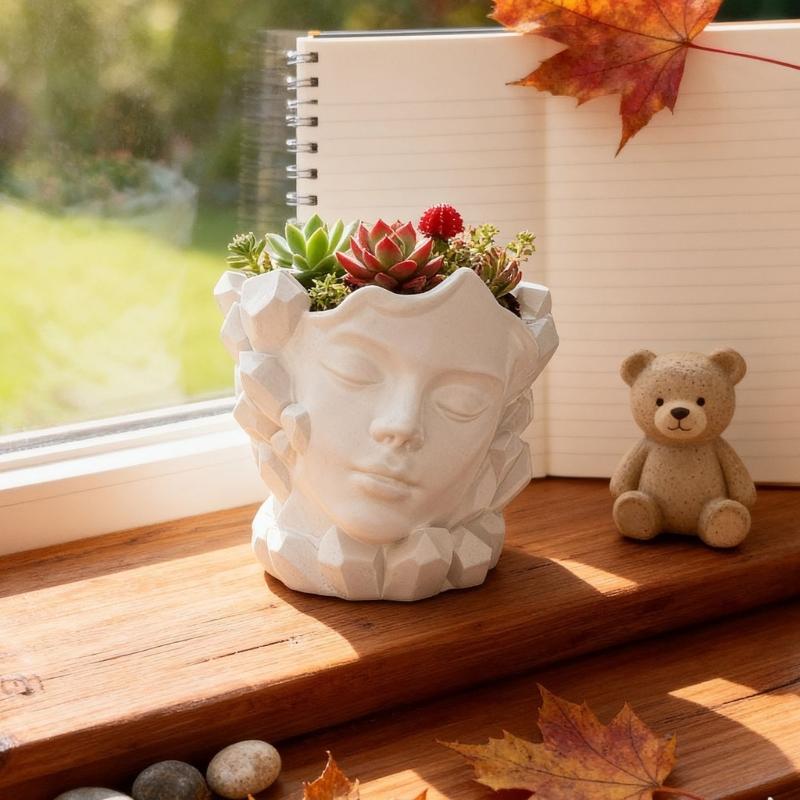 Silicone Face Flower Pot Mold For Handmade Craft Creative Garden Project Home Decoration Flowerpot Storage Box