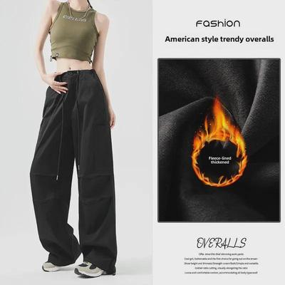 Women's High-Waisted Parachute Pants: Trendy Autumn/Winter Casual Wide-Leg Overalls.