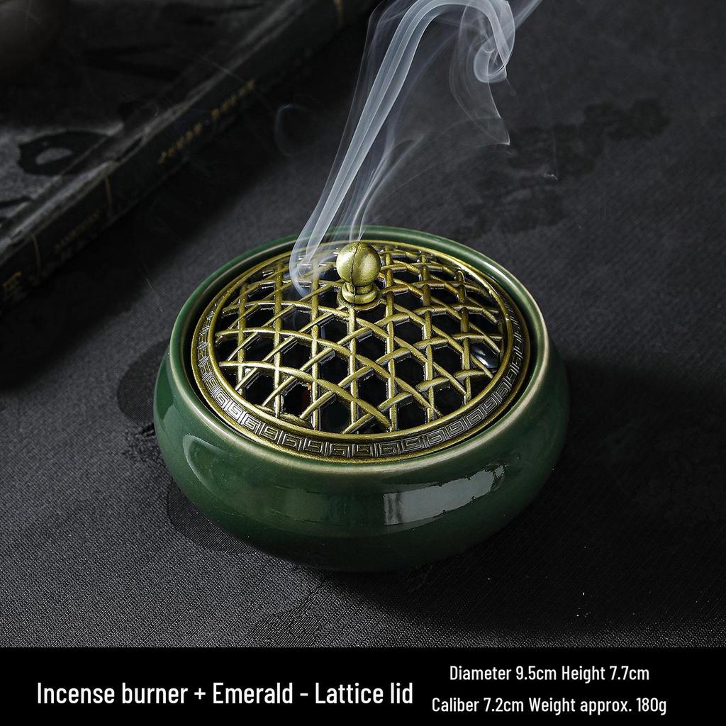 Jingdezhen Celadon Ceramic Three-Legged Small Incense Burner with Ice Crack Glaze and Anti-Scald Lid.