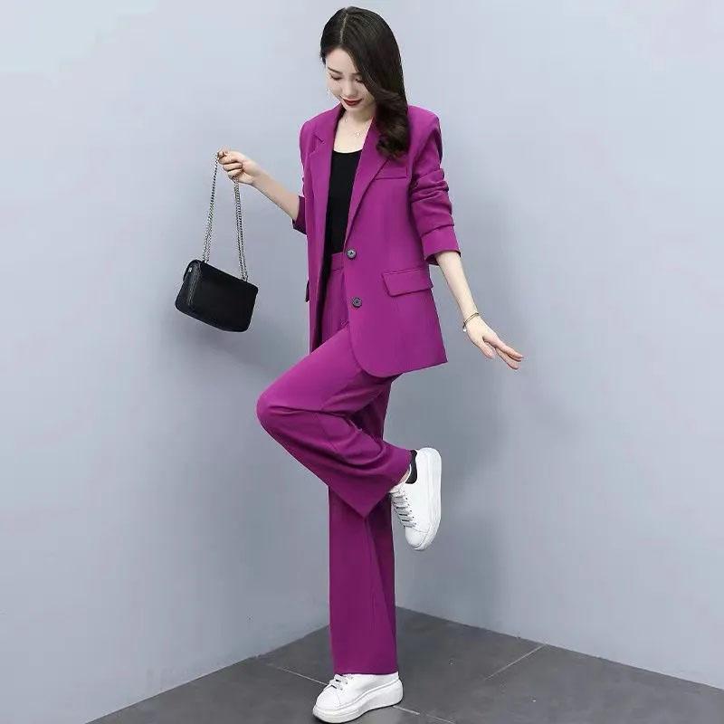 thumbnail image 2 of Womens 2 Piece Blazer Suits Casual Open Front Long Sleeve Work Jackets Blazer And 2 of 11