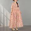 Kurzarm Plus Size Baumwolle Vintage Blumenmuster Neu in Kleidern für Damen lässig locker langes Sommerkleid