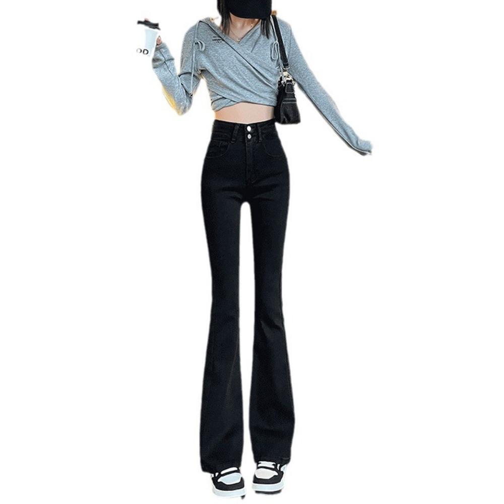 Micro-Pull Jeans Damen vielseitig Frühling neu kleine Mikro-Schlaghose schlank und dünn hochtaillierte Hose Tide