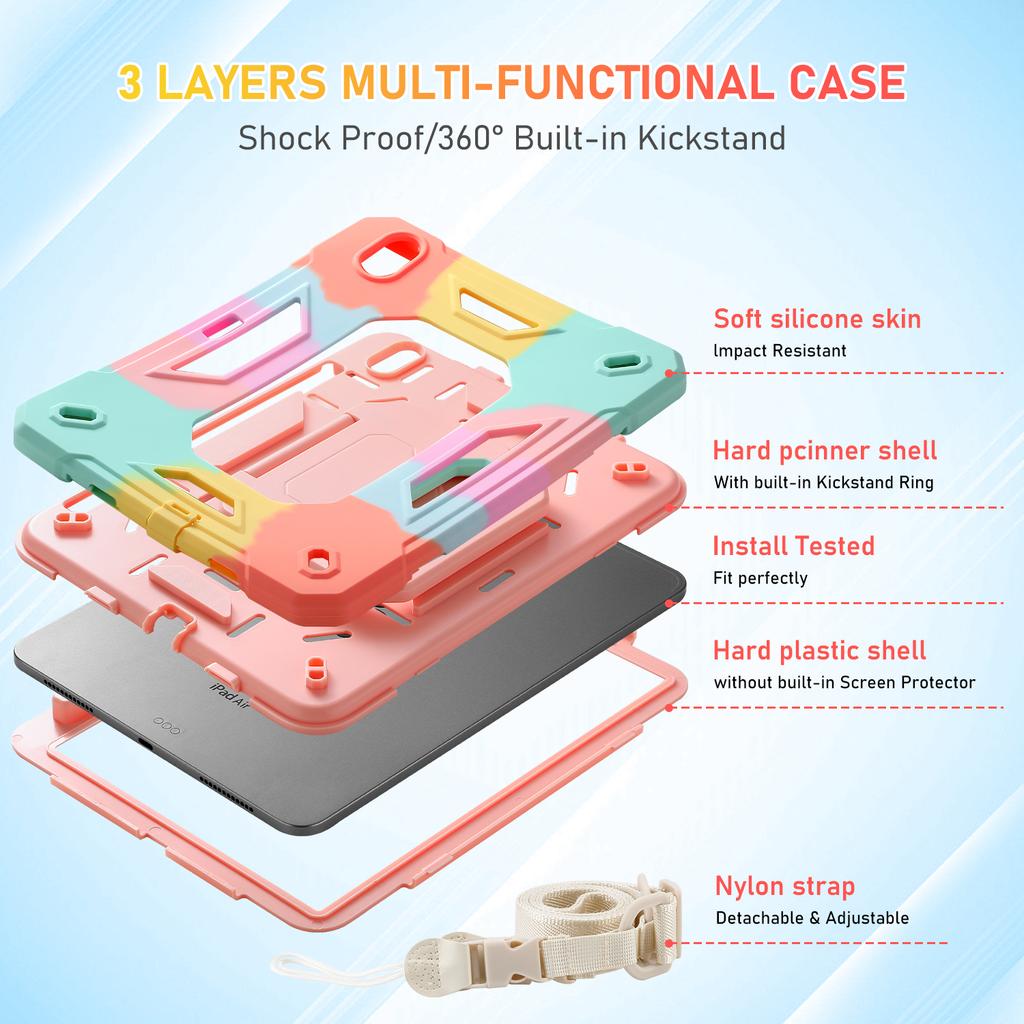 Case for IPad A19 A16 10th 11th 12th 7th 8th 9th 10.2 Pro 11 2024 2025 Air 11 M2 M3 Air 5 4 Shockproof Stand Kids Safe Cover