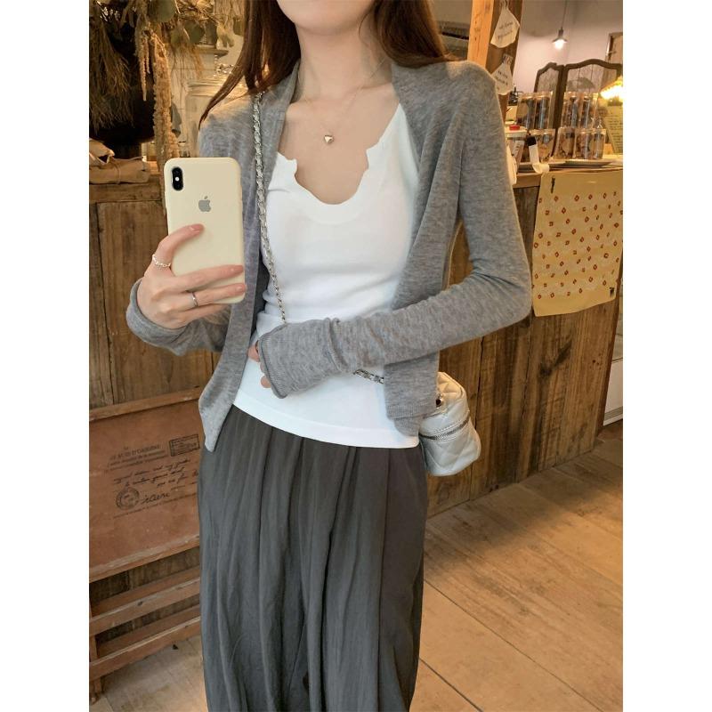 Sunscreen blouse women's summer temperament versatile knitted cardigan lazy with shawl long-sleeved top