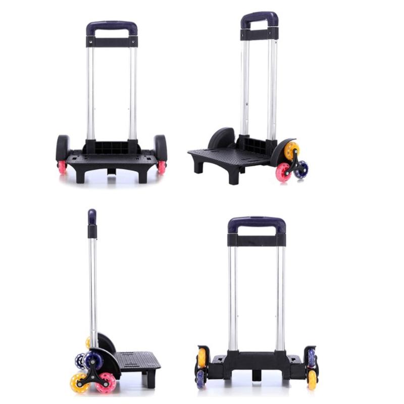 Aluminium Alloy Backpack Trolley with 6 Wheels Foldable Trolley Cart Wheeled Hand Truck for Luggage Backpack School Bags