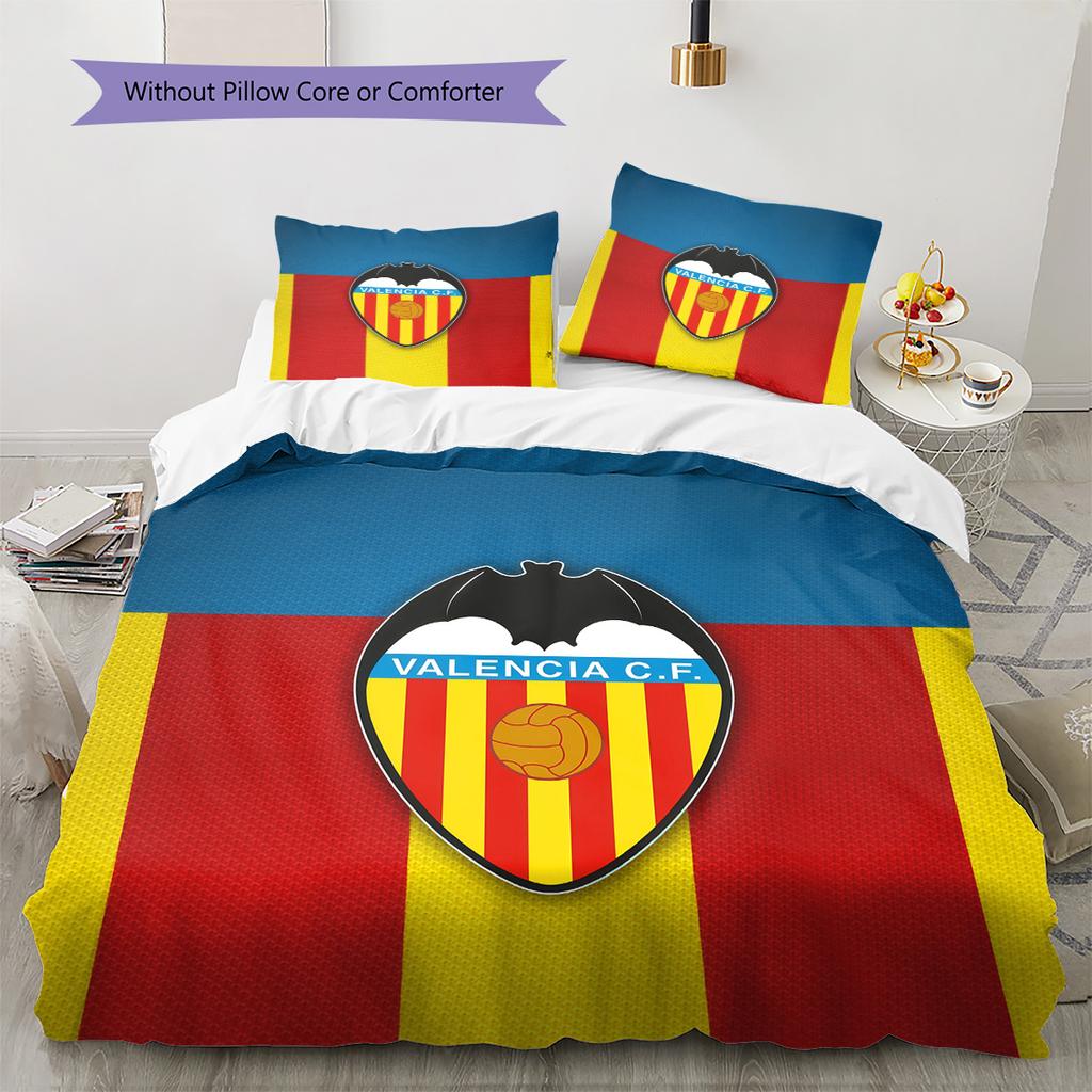 Valencia Club de Fútbol Pattern Bedding Quilt Set Home Decoration Gift (1 * duvet cover + 2 * pillowcase without core)