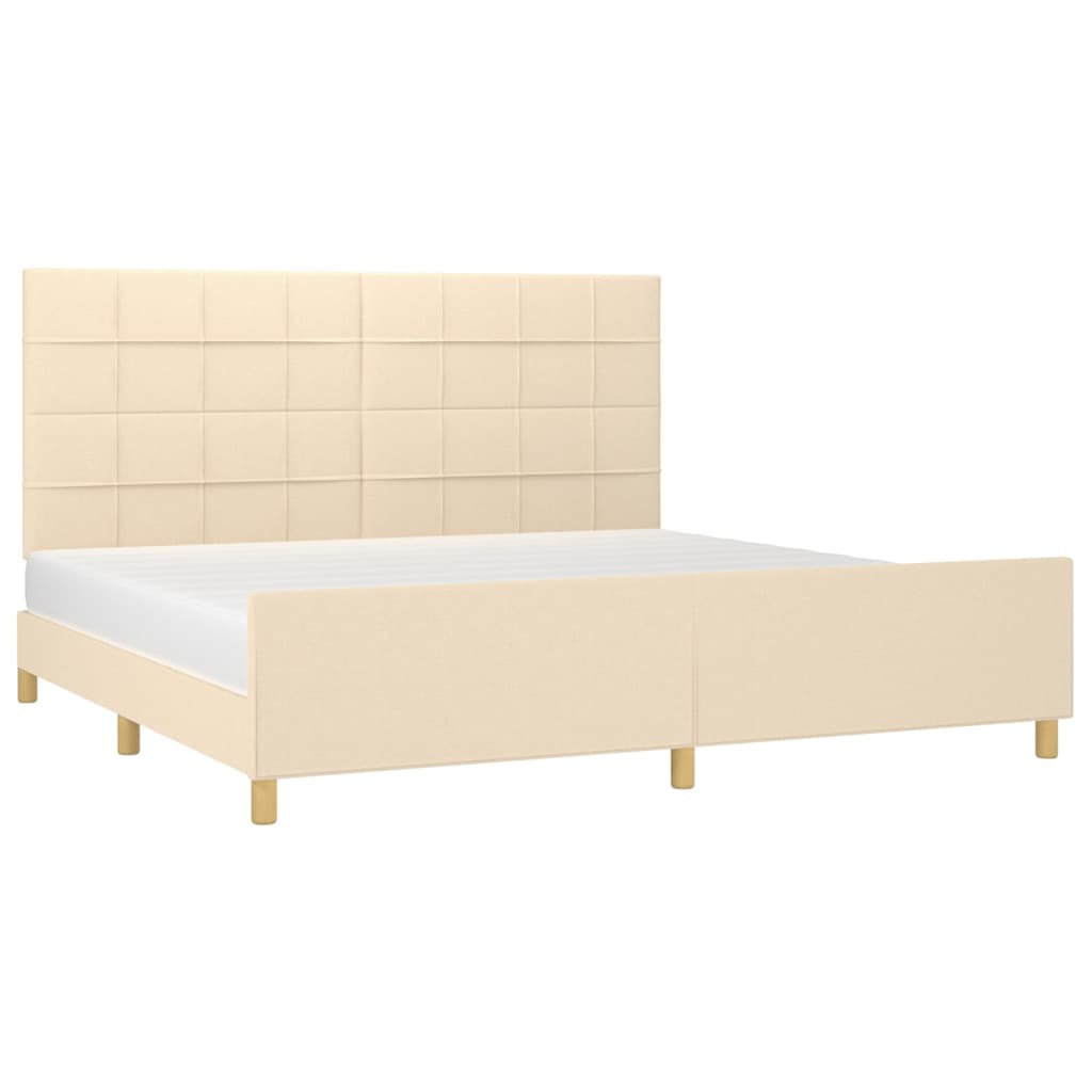 Vidaxl Bed Frame Without Mattress, Cream, 200X200 Cm, Upholstered