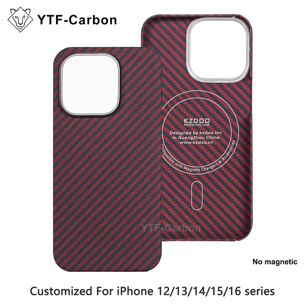 YTF For iPhone 12 Pro Max/13 Pro/14 Pro Max/15 Pro Max/16 Pro Max Genuine Carbon Fiber Aramid Case Ultra Thin Protective Cover