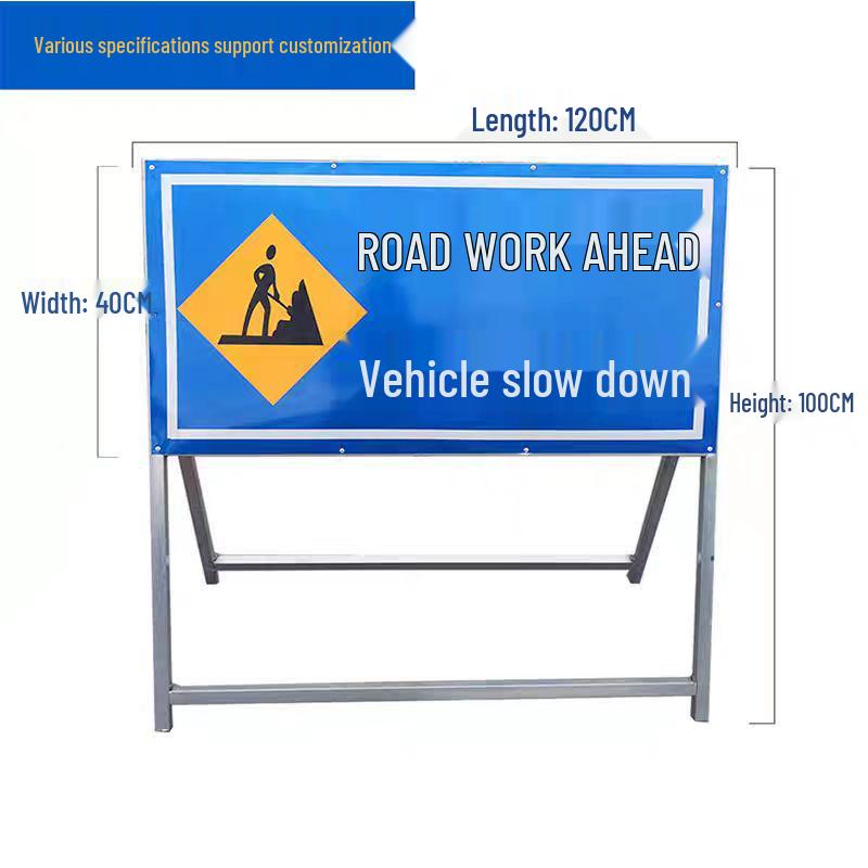 Reflective Construction Ahead Sign with Speed Limit & Traffic Indicators