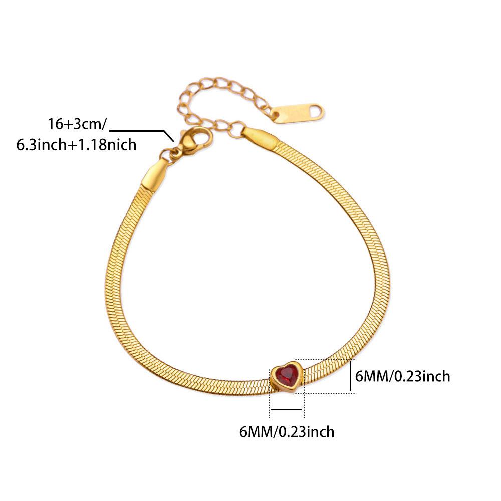 Zircon Birthstone Heart Bracelets For Women Gold Color Stainless Steel Heart Bracelet Wedding Birthday Luxury Jewelry Gift