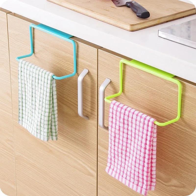 1Pcs Plastic Hanging Holder Towel Rack Cupboard Cabinet Door Back Multifunction Home Storage Organizer Kitchen Accessories
