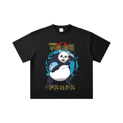 260 GSM Double Yarn 32 Count 100% Cotton Jujutsu Kaisen V62 Panda Print Unisex Heavy Cotton T Shirt