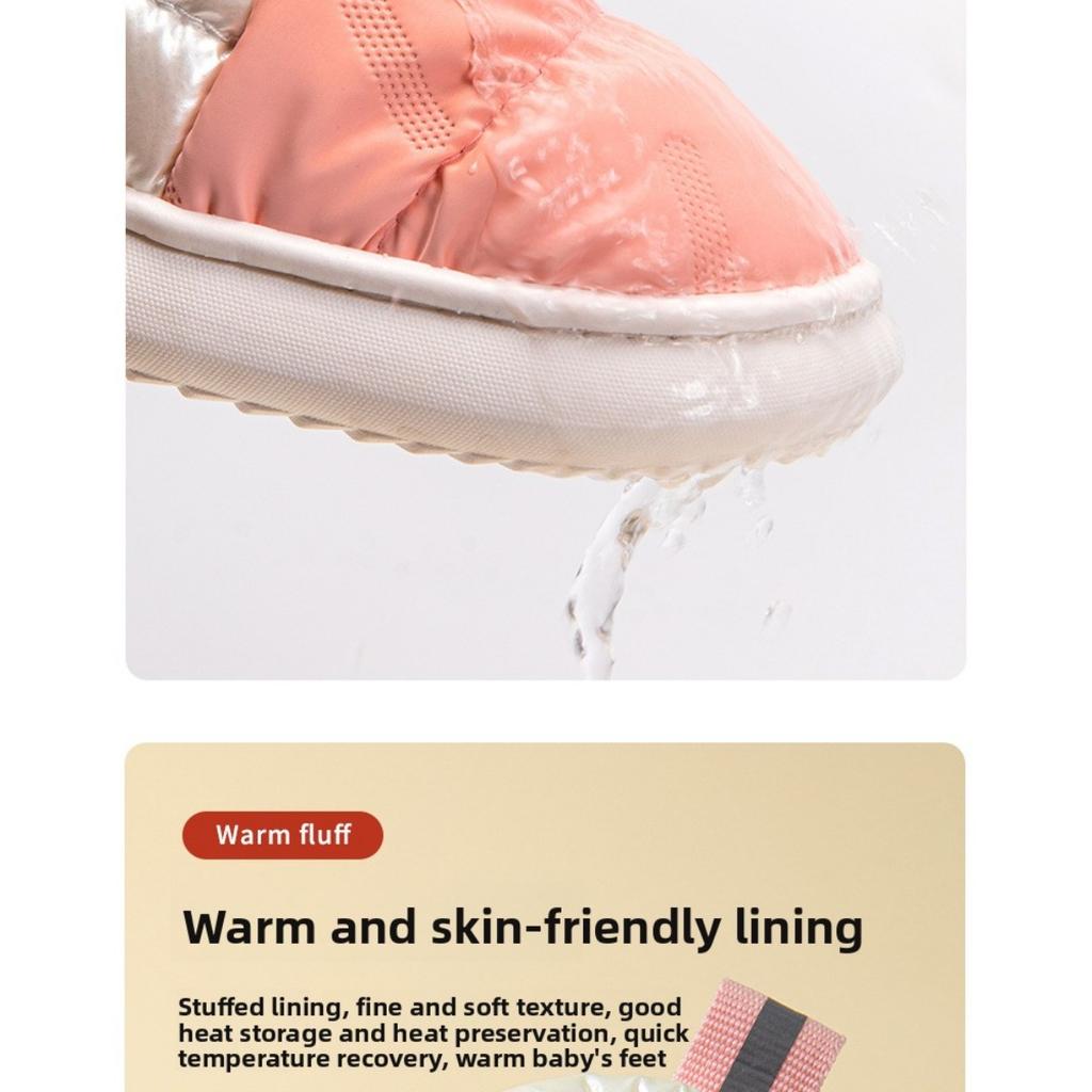 Children's Cotton Slippers Winter Bag Heel Waterproof and Anti Slip Small, Medium and Large Boys and Girls Thick Soft Sole with Plush Cotton Shoes