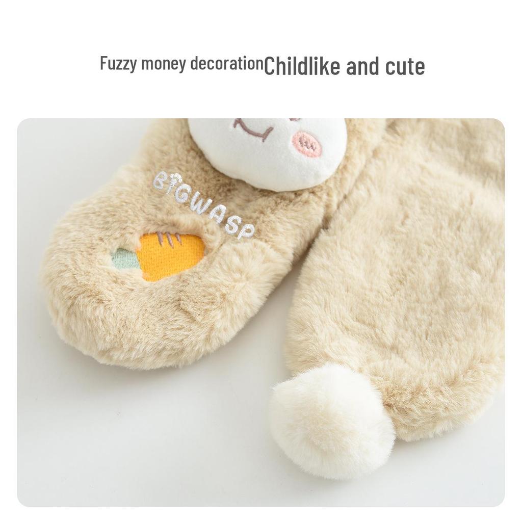 Dziecięcy Pluszowy Szalik z Kreskówkowym Królikiem: Wiatroodporny komin jesienno-zimowy