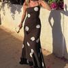 Autumn Style European and American Ins Style Fashion Polka Dot Printing Sexy Backless Suspender Dress