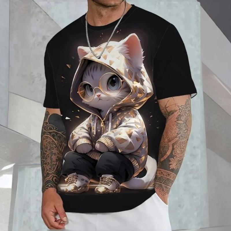 New 3d Animal Printed Men's T-Shirt Retro Casual Male Clothing Summer Loose Breath Short Sleeve Tees Oversized Sports Shirt
