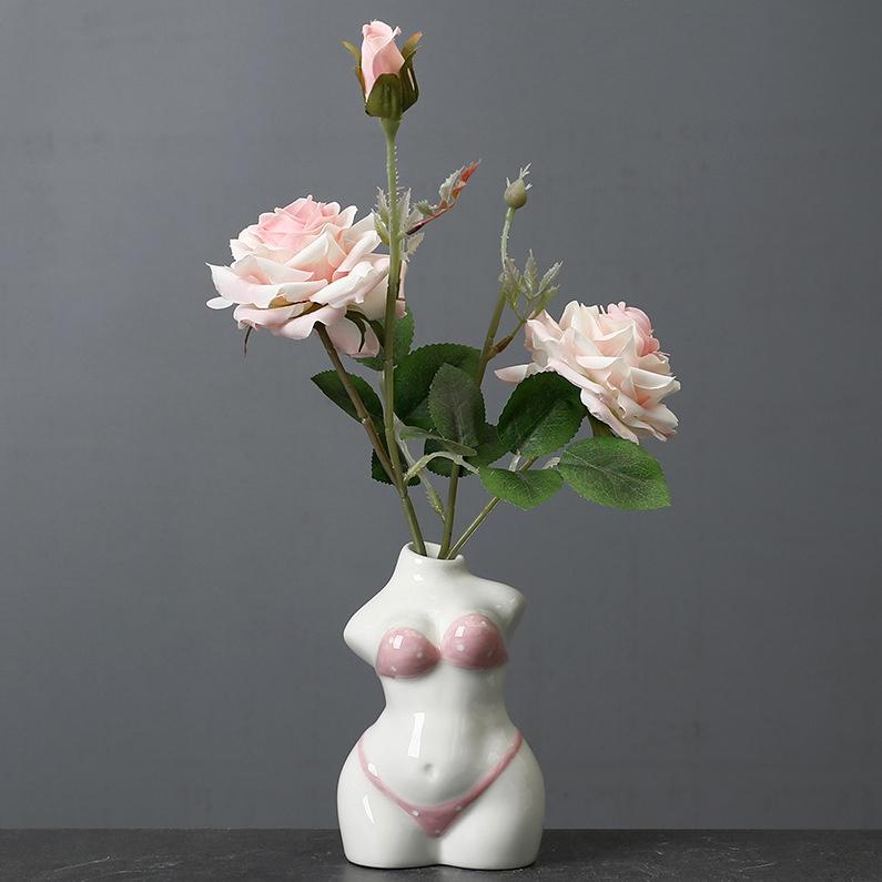 Creative Body Vase Indoor Home Decoration Ornaments Ceramic Hydroponic Vase Plant Pot Gardening Supplies