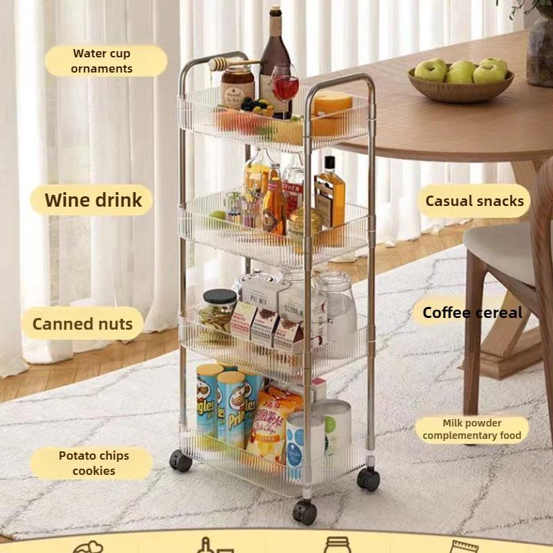 Carrito Estante Móvil con Ruedas Estante de Almacenamiento Carrito Carrito Transparente de Acrílico Carrito Rodante para el Hogar Organizador de Snacks Cosméticos Artículos Varios
