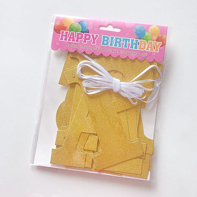 Glitter English Letters Happy Birthday Flag Happy Birthday Latte Banner Customization