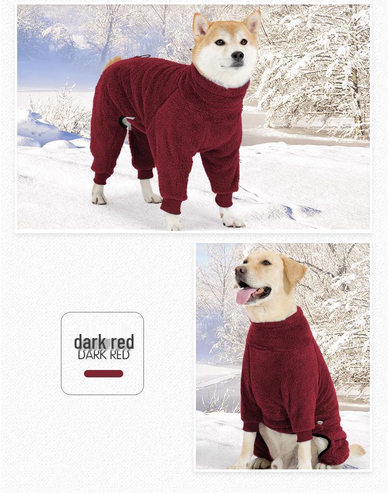 New Winter Dog Coat: Thick, Soft, Warm, Double-Sided Plush, Four-Legged Design for Cold Weather Protection.